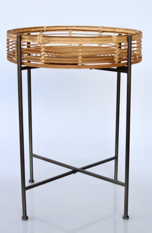 Metal & Rattan Side Table